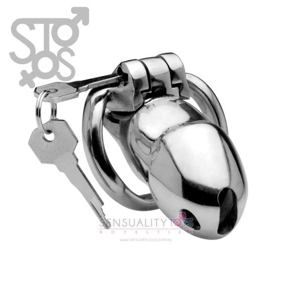 AF441 MASTER SERIES - RIKERS-STEEL 24/7 STEEL LOCKING CHASTITY CAGE - Imagen 2