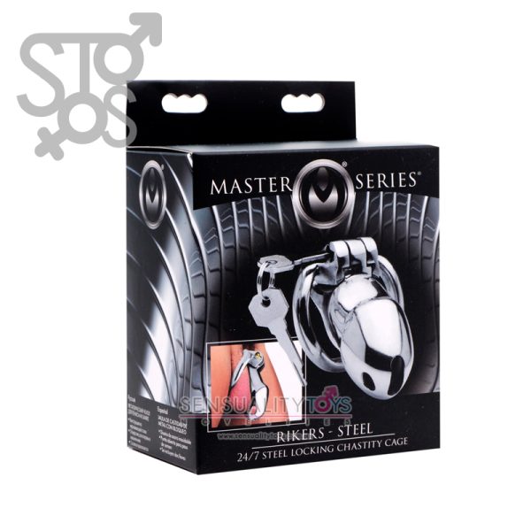 AF441 MASTER SERIES - RIKERS-STEEL 24/7 STEEL LOCKING CHASTITY CAGE