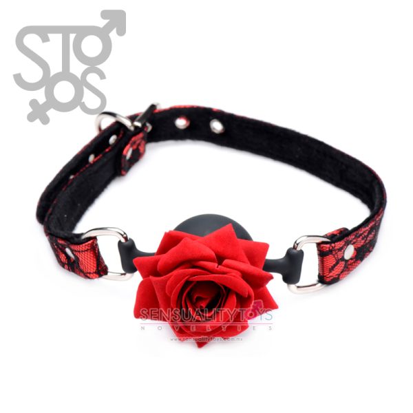 AG574 MASTER SERIES - FULL BLOOM SILICONE BALL GAG WITH ROSE - Imagen 2