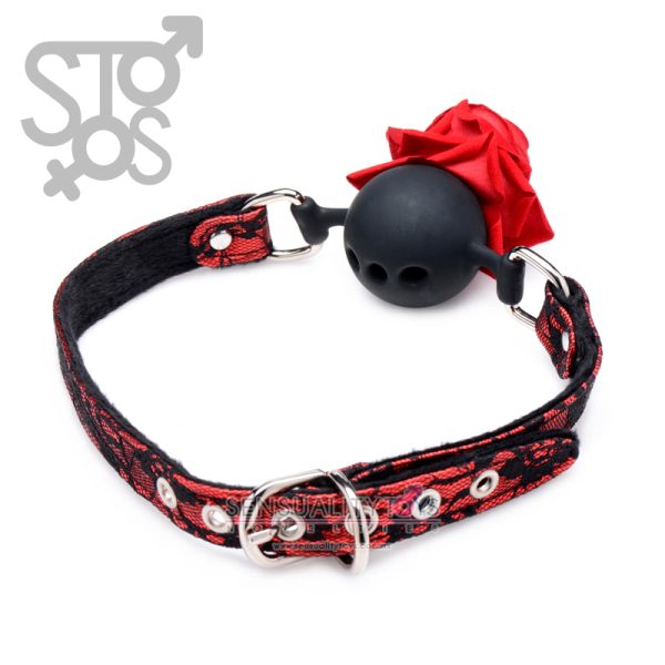 AG574 MASTER SERIES - FULL BLOOM SILICONE BALL GAG WITH ROSE - Imagen 3