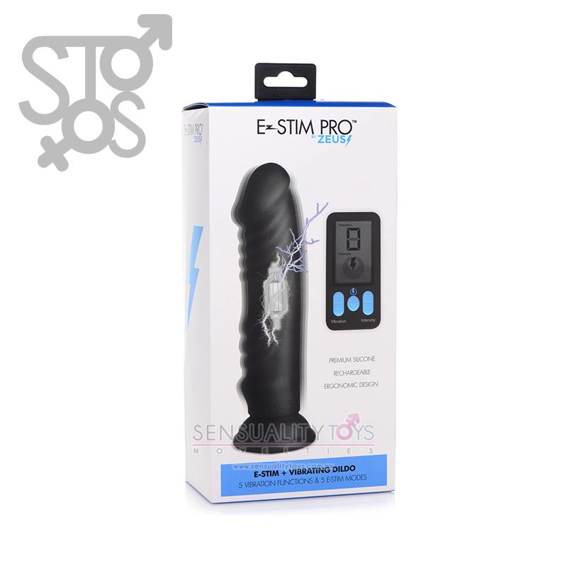 AG661 E-STIM PRO 5X VIBRATING DILDO WITH REMOTE CONTROL