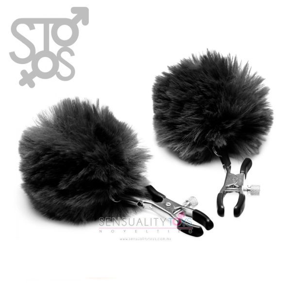 AG866-BLACK CHARMED - POM POM NIPPLE CLAMPS - BLACK - Imagen 2
