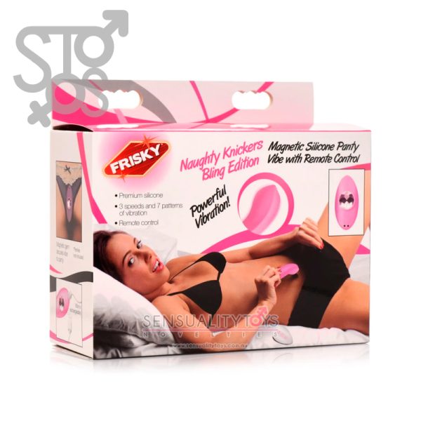 AG888 FRISKY - NAUGHTY KNICKERS BLING EDITION SILICONE PANTY VIBE W/ REMOTE CONTROL - PINK