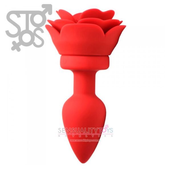 AG988-Med BOOTY SPARKS - 28X SILICONE VIBRATING ROSE ANAL PLUG W/ REMOTE - MEDIUM - Imagen 2