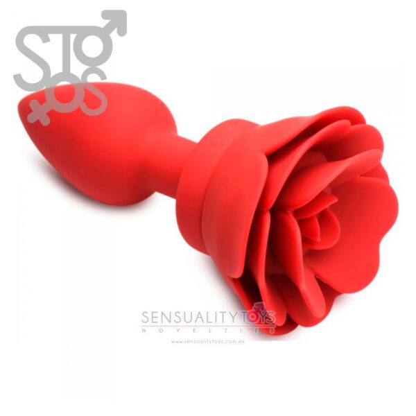 AG988-Med BOOTY SPARKS - 28X SILICONE VIBRATING ROSE ANAL PLUG W/ REMOTE - MEDIUM - Imagen 3