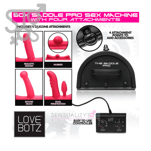 AH057 LOVE BOTZ - 50X SADDLE PRO SEX MACHINE W/ 4 ATTACHMENTS - Imagen 10