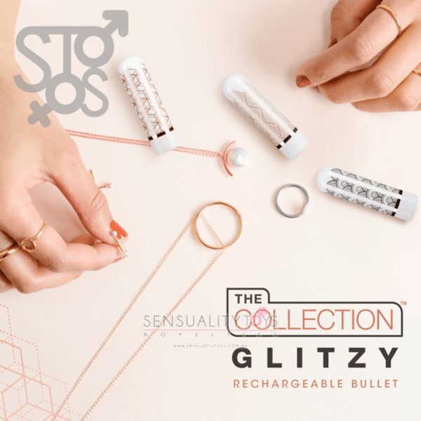BL-14333 THE COLLECTION - GLITZY GEO - RECHARGEABLE BULLET - ROSE GOLD - Imagen 2