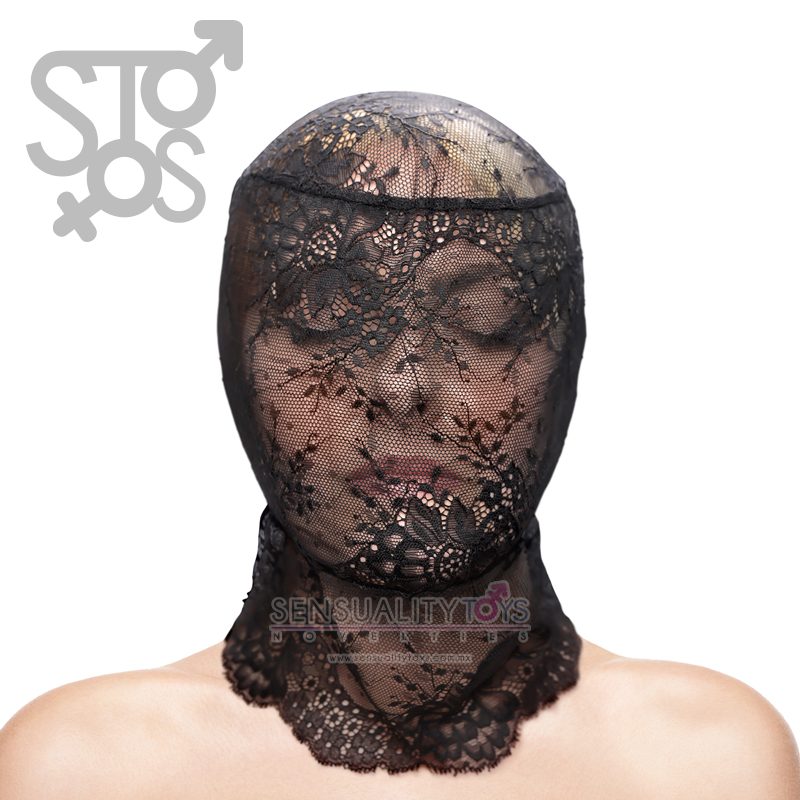 NSN-1803-03AP Fetish & Fashion - Lace Hood - Black - Alternate Package - Imagen 2
