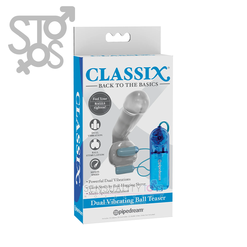 PD1997-14 CLASSIX DUAL VIBRATING BALL TEASER - BLUE/CLEAR