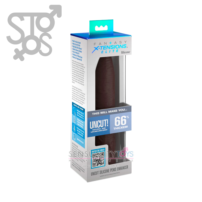 PD4154-29 Uncut Silicone Penis Enhancer - Brown