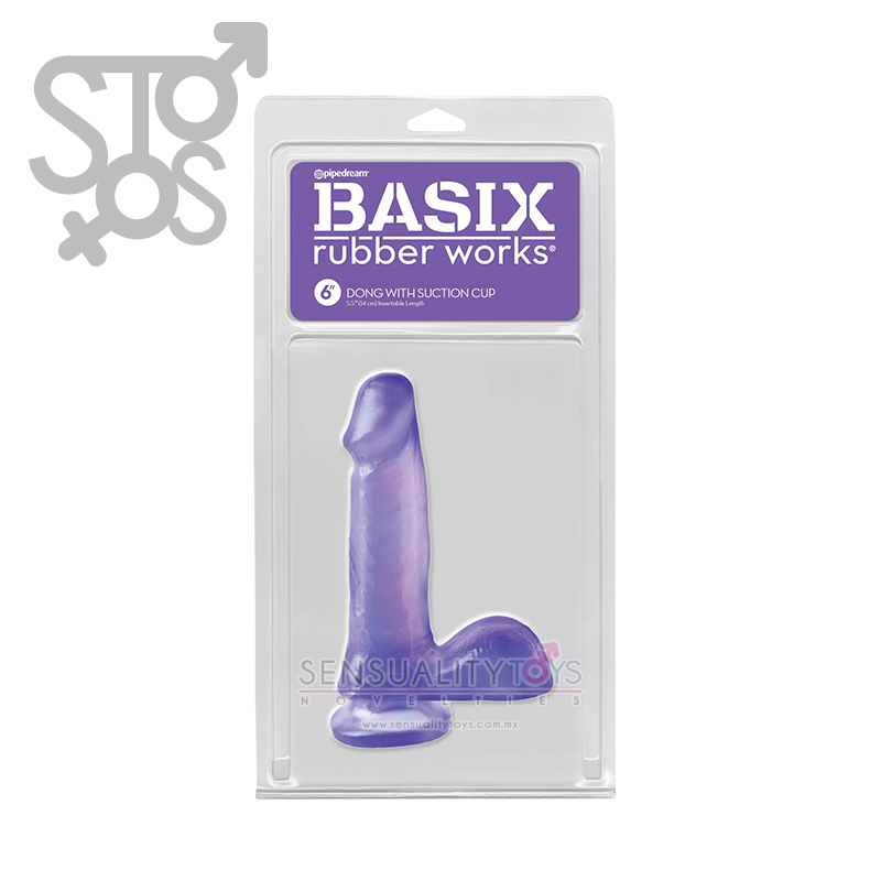 PD4227-12 BASIX RUBBER WORKS 6" DONG WITH SUCTION CUP - PURPLE