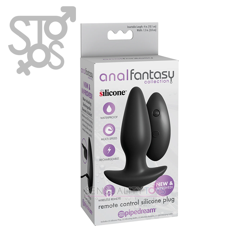 PD4616-23 ANAL FANTASY COLLECTION REMOTE CONTROL SILICONE PLUG - BLACK
