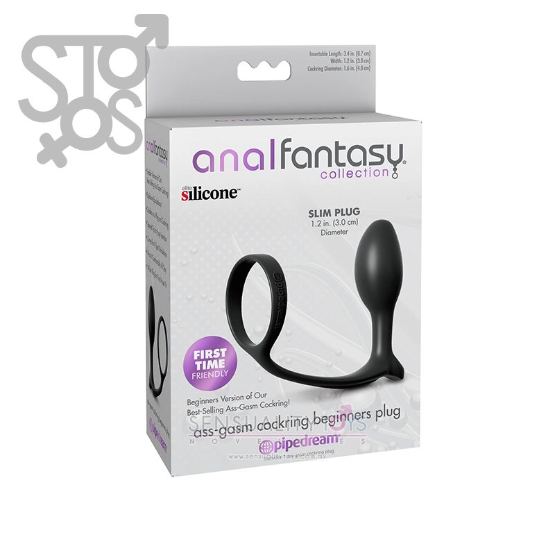 PD4693-23 ANAL FANTASY COLLECTION ASS-GASM COCK RING BEGINNERS PLUG - BLACK