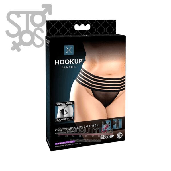 PD4824-23 HOOKUP PANTIES CROTCHLESS LOVE GARTER FITS SIZE XL-XXL
