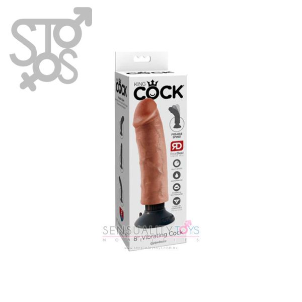 PD5403-22 KING COCK 8" VIBRATING COCK - TAN