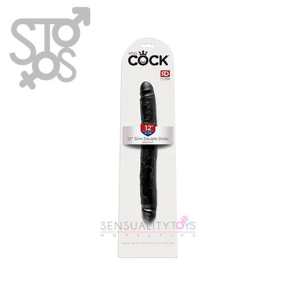 PD5516-23 KING COCK 12" SLIM DOUBLE DILDO - BLACK