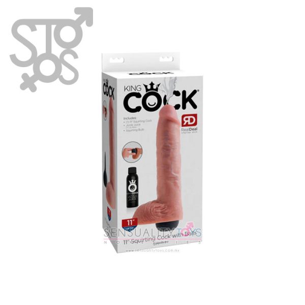 PD5605-21 KING COCK 11" SQUIRTING COCK WITH BALLS - LIGHT