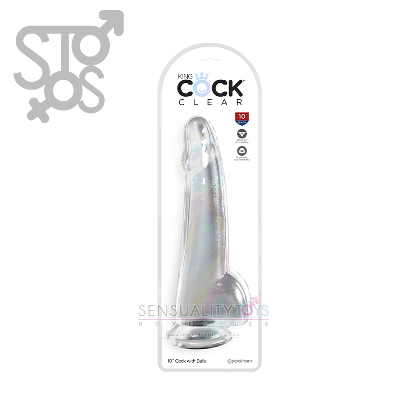 PD5761-20 King Cock Clear 10" with balls - Clear