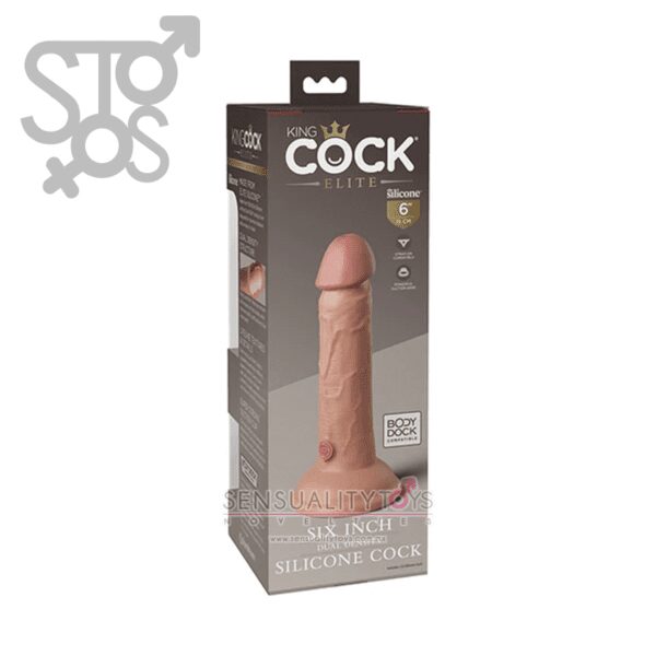 PD5776-21 KING COCK ELITE 6" VIBRATING SILICONE DUAL DENSITY COCK - LIGHT - Imagen 5