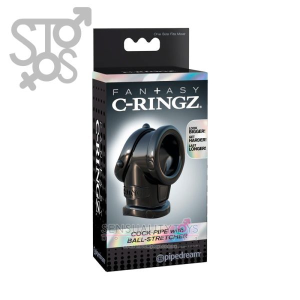 PD5922-23 FANTASY C-RINGZ COCK PIPE WITH BALL-STRETCHER - BLACK
