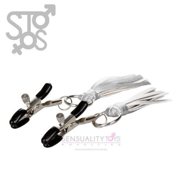 SE-2614-10-2 NIPPLE PLAY® PLAYFUL TASSELS NIPPLE CLAMPS - SILVER - Imagen 2