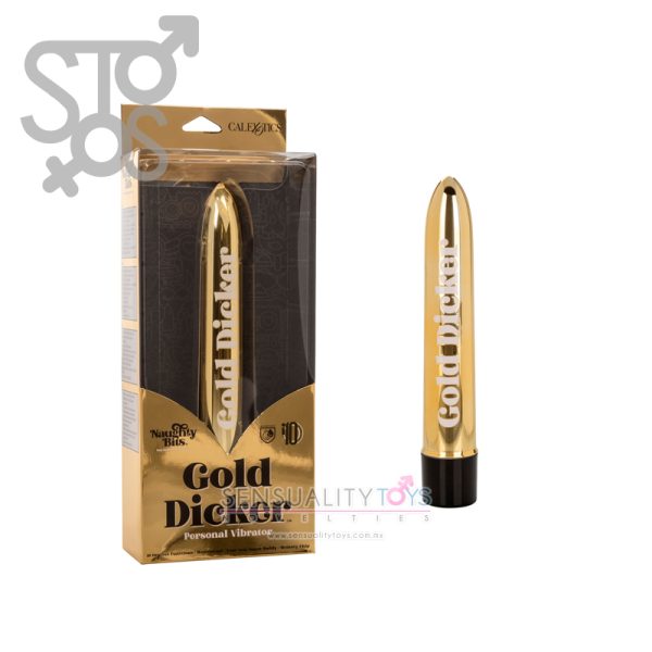 SE-4410-10-3 NAUGHTY BITS® GOLD DICKER™ PERSONAL VIBRATOR