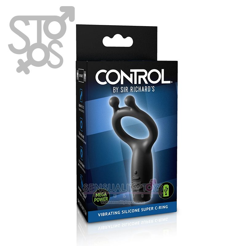 SR1058 SIR RICHARD'S CONTROL VIBRATING SILICONE SUPER C-RING - BLACK