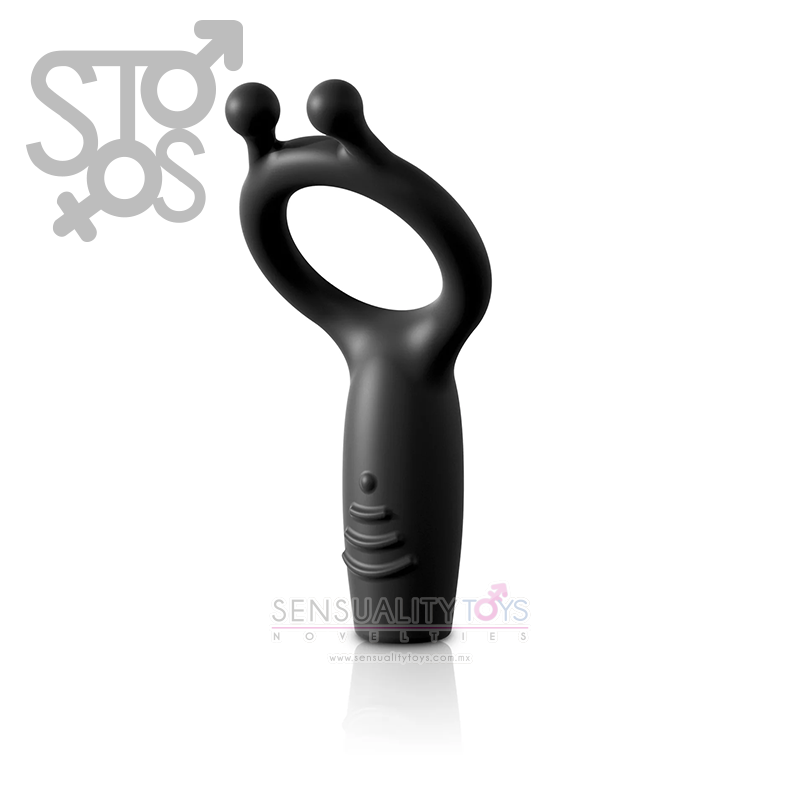 SR1058 SIR RICHARD'S CONTROL VIBRATING SILICONE SUPER C-RING - BLACK - Imagen 2