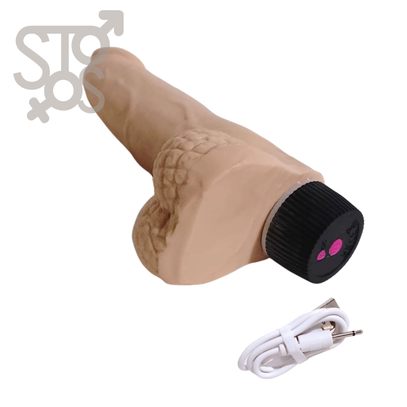 ST-085 VIBRADOR RECARGABLE CON TESTÍCULOS MR DINGO FLESH 7" - PLAYSURE - Imagen 3
