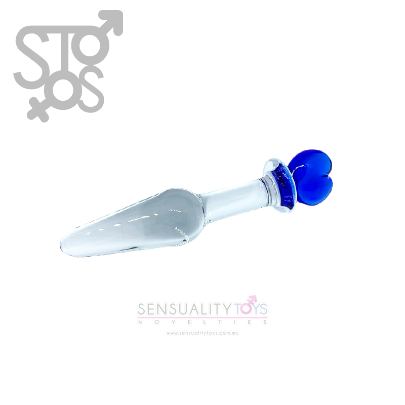 YF-357 PLUG ANAL CRISTAL CON CORAZON AZUL