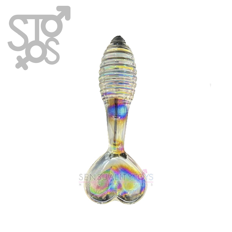 YF-602 PLUG DE CRISTAL TORNASOL CON CORAZON