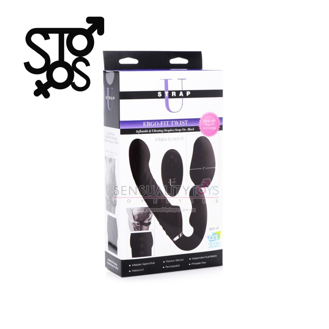 AG413 Ergo-Fit Twist Inflate Vibrating Strapless - Negro