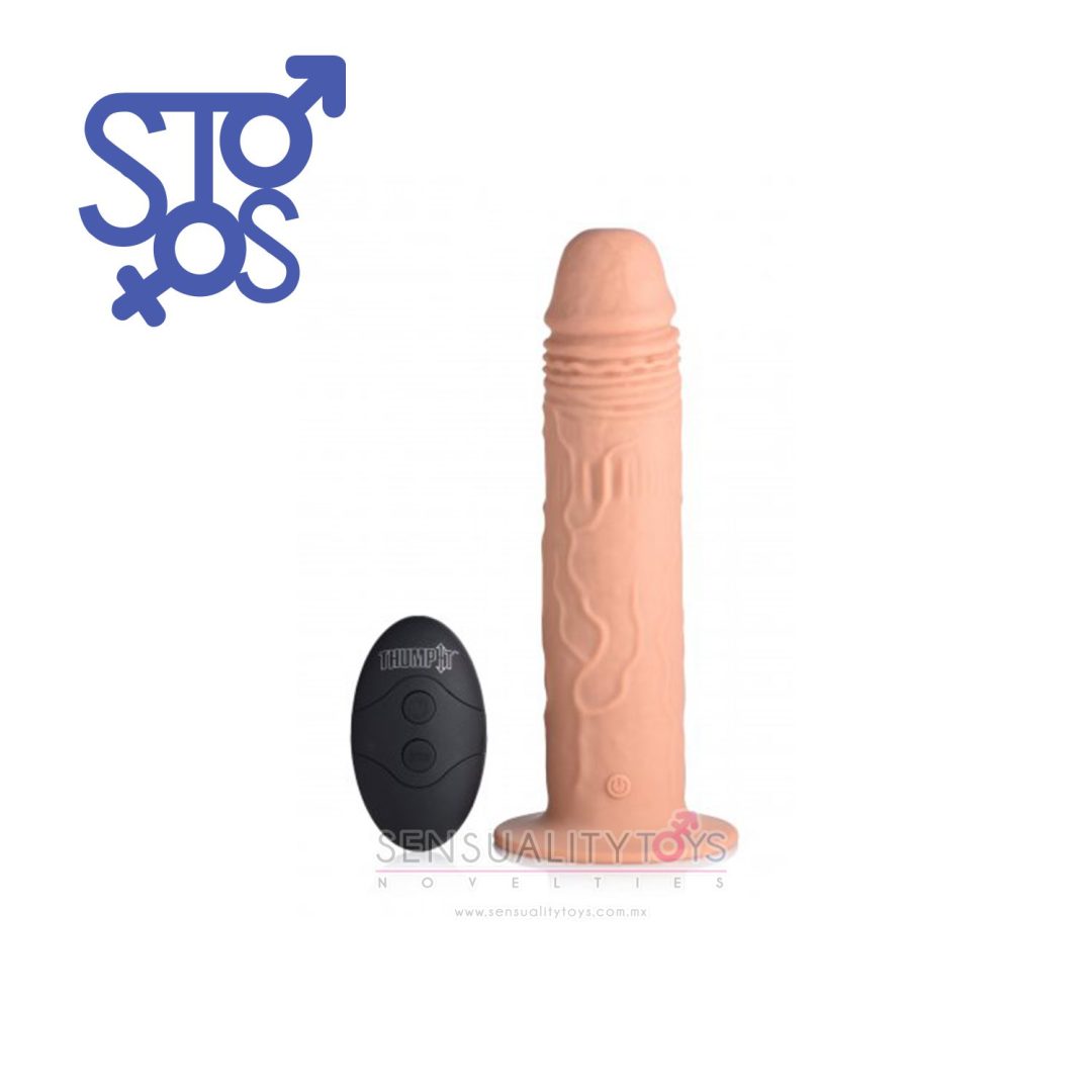 AG503-Medium 7X Remote Control Vibrating & Thumping Dildo - Medium - Imagen 2