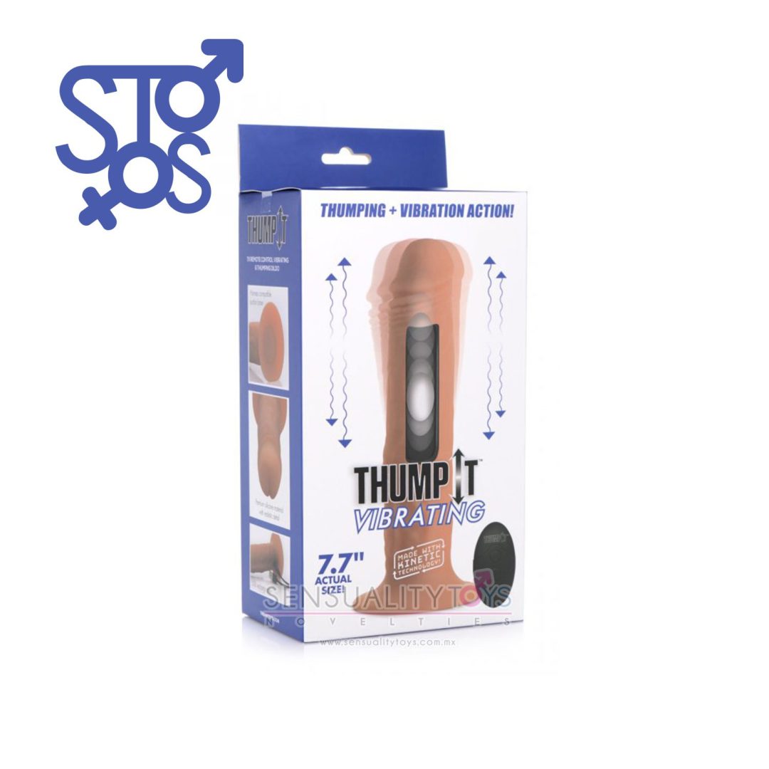 AG503-Medium 7X Remote Control Vibrating & Thumping Dildo - Medium