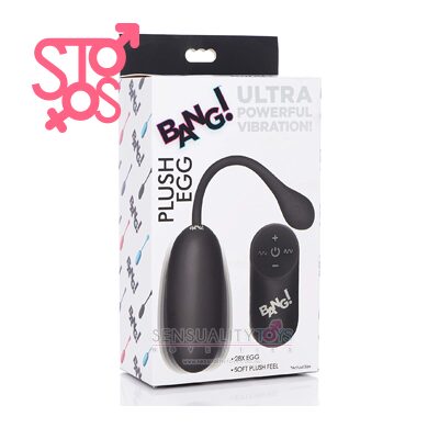 AG590-Black BANG! 28X PLUSH EGG & REMOTE CONTROL - BLACK