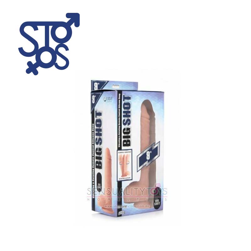 CN-19-1010-10 BIG SHOT - 9" SILICONE TWIRLING DILDO WITH BALLS