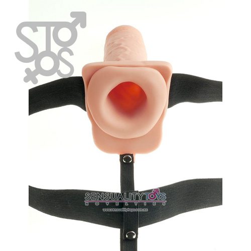 PD3392-21 FETISH FANTASY - 9" HOLLOW RECHARGEABLE STRAP-ON WITH BALLS - Imagen 3