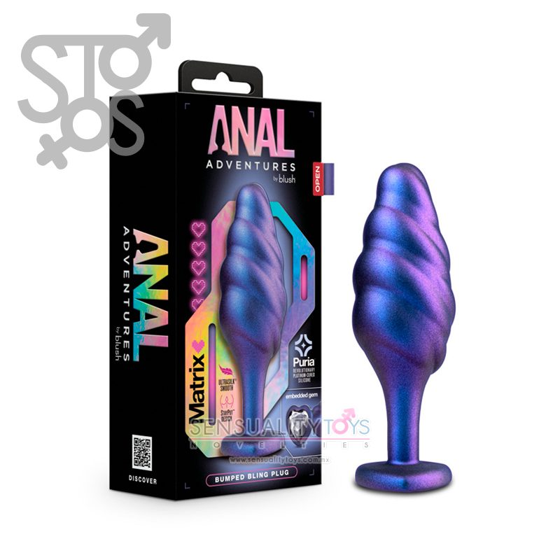BL-10122 ANAL ADVENTURES MATRIX - BUMPED BLING PLUG - SAPPHIRE