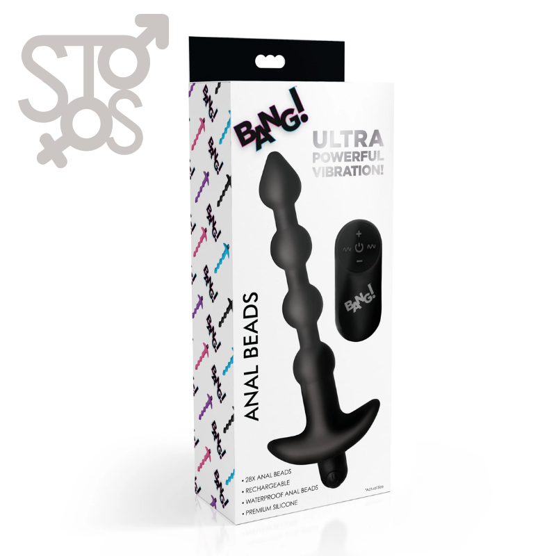 AG614-Black BG Vibrating Anal Beads & RC - Black