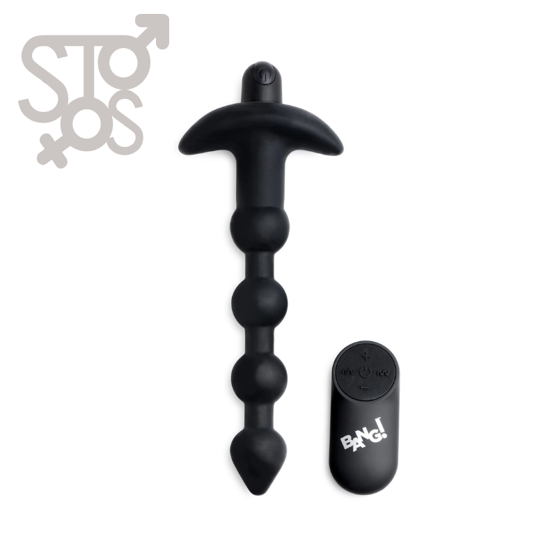 AG614-Black BG Vibrating Anal Beads & RC - Black - Imagen 2