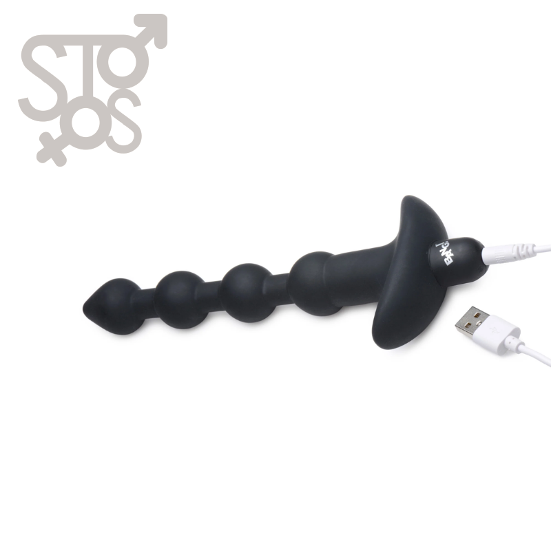 AG614-Black BG Vibrating Anal Beads & RC - Black - Imagen 3