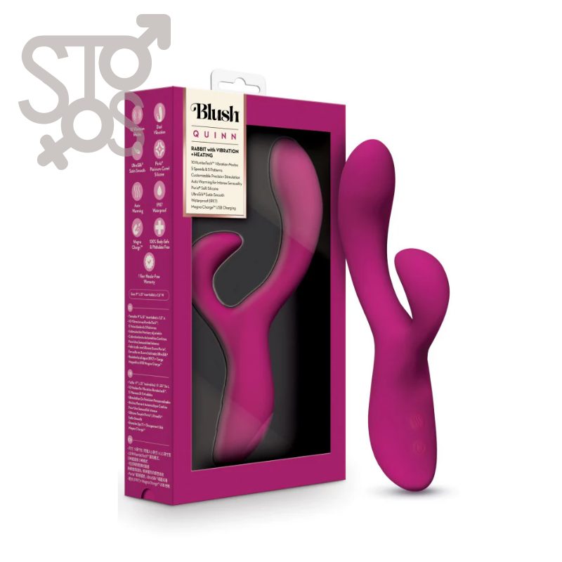 BL-41520 BLUSH - QUINN - RABBIT VIBRATOR - BURGUNDY.