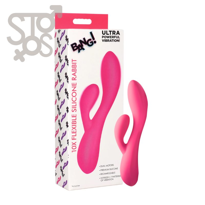 AH204-PINK BG 10X Flexible Silicone Rabbit - Pink