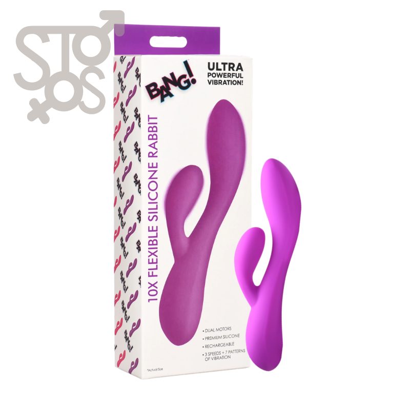 AH204-PURPLE BG 10X Flexible Silicone Rabbit - Purple