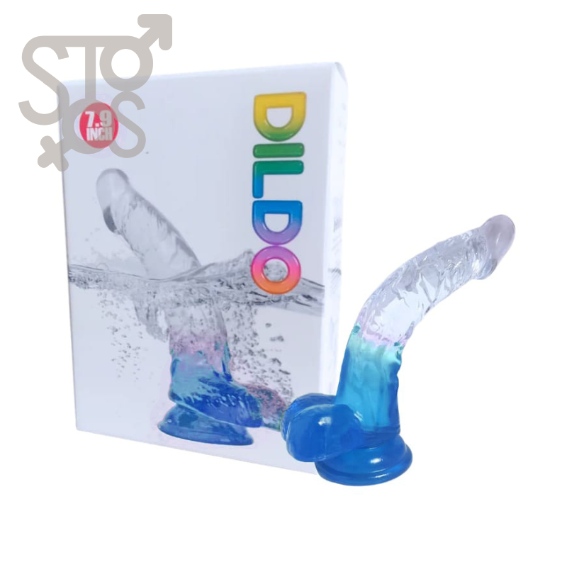 QS-D011-BLUE DILDO CRISTAL 7.9 INCH