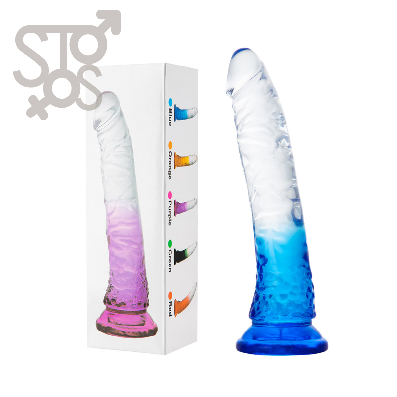 QS-D016MBLUE DILDO TRANSPARENTE - BLUE