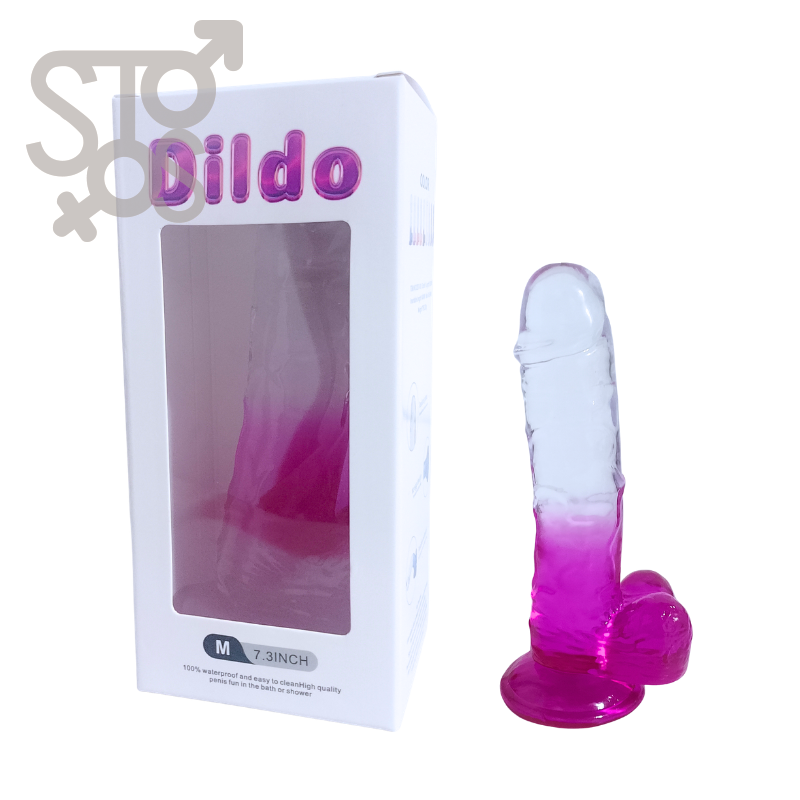 QS-D018MPINK DILDO TRANSPARENTE 7.3 INCH - PINK
