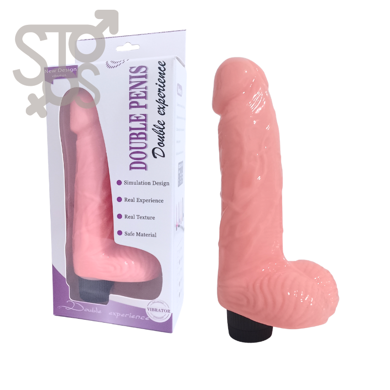 QSDZ-015 DOUBLE PENIS VIBRATOR FLESH 20 CM